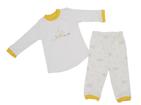 Fuar Erkek Bebek Sarı- Beyaz Pijama Takımı