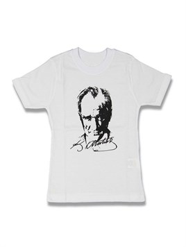 23 Nisan- 19 Mayıs Beyaz Atatürk Baskılı Tişört